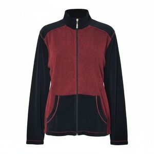 Erika Full Zip Knit Jacket Red Black with Pocketa Women's Size Medium